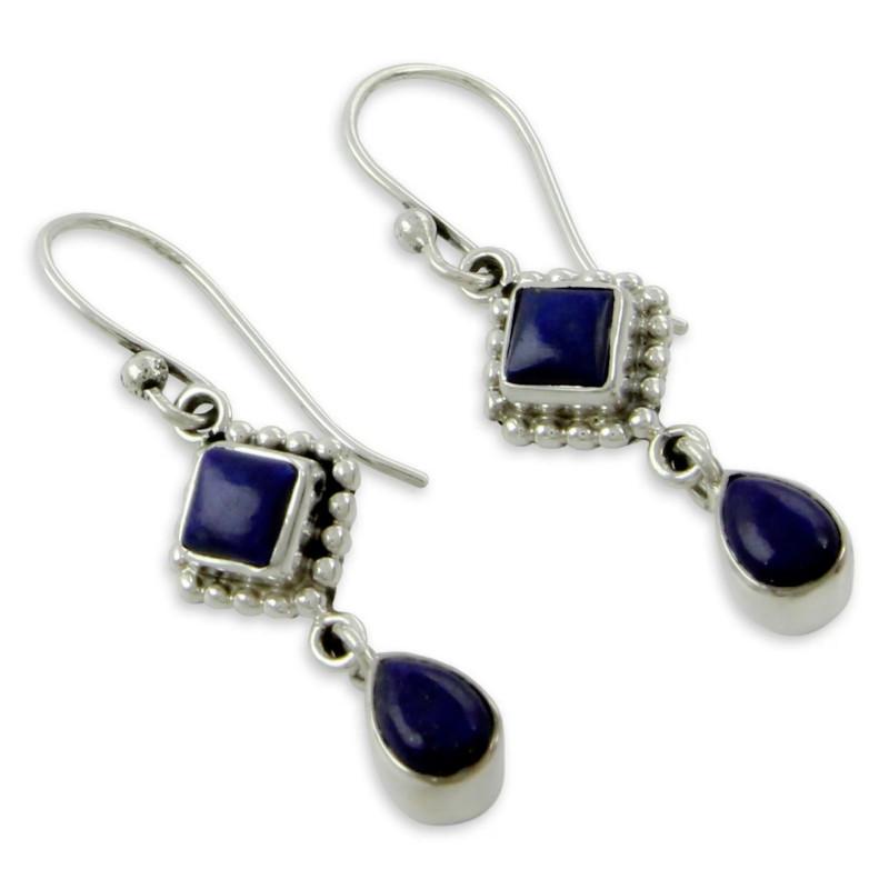 Retro Blue Crystal CZ Drop Earrings New Fashion Luxury Style Fashion Silver Color Jewelry For Women Boho Vintage Accessories4