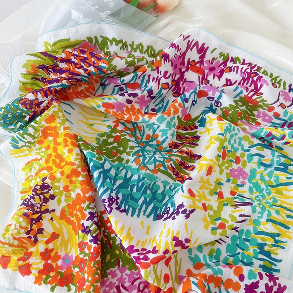 DIY Bandana Stirnband Blumendruck Haartuch 55x55cm Kleine Schals Stolen Dünner Sonnenschutz Floral Taschentuch Frisches Kopftuch