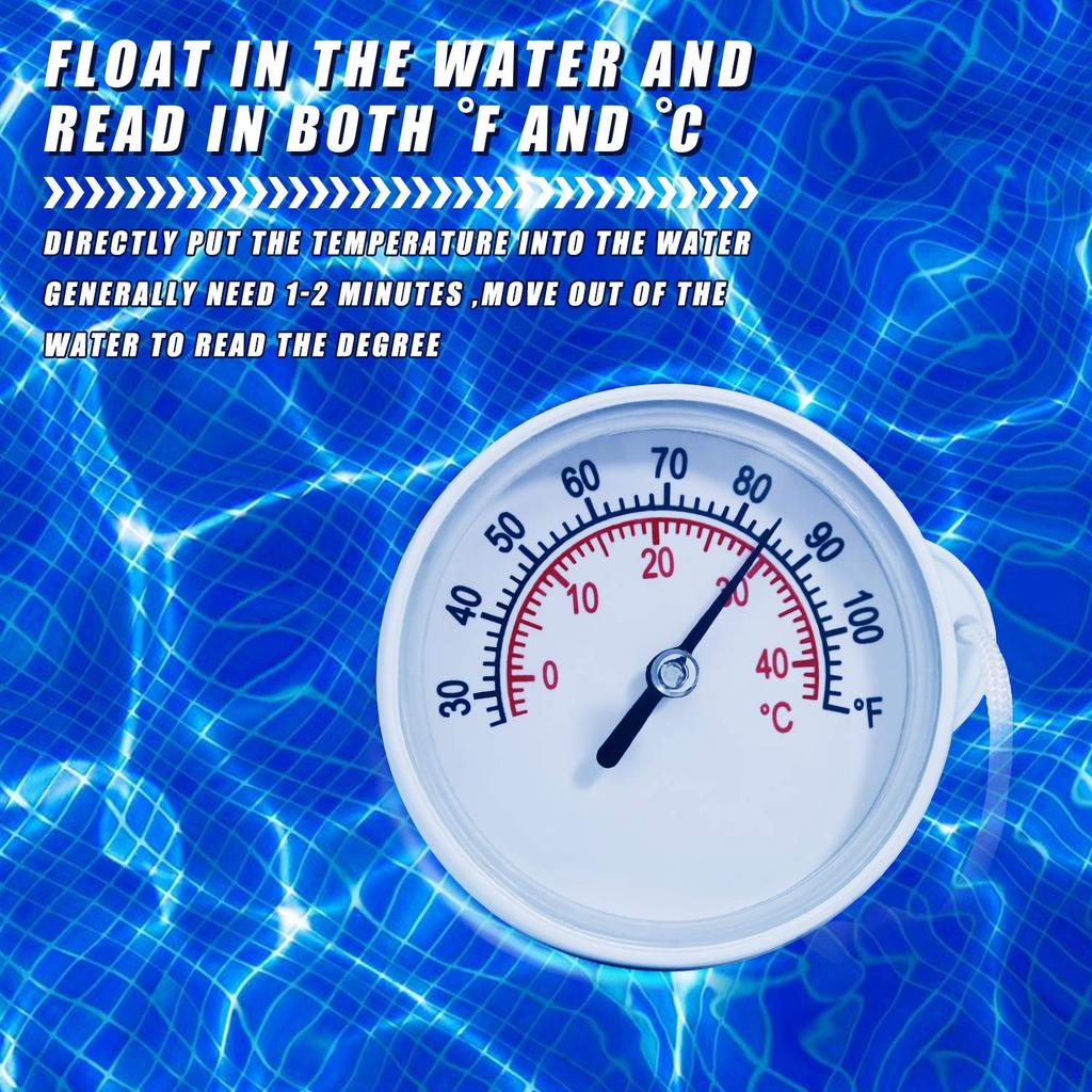 Floating Pool Mechanical Thermometer with String Water Temperature Thermometer with Accurate Temperature Readings Perfect for Outdoor and Indoor