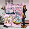 1pc Bunny, LABUBU, Food Digital Printed Flannel Blanket, Super Soft Plush Fleece Bed Cover, Multipurpose Four Season Blanket for Sofa, Bed,