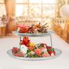 Set di Piatti da Portata per Frutti di Mare a 2 Piani, Vassoio Rotondo in Metallo da 20 cm e 25 cm con Supporto, Piatto d'Argento per Antipasti, Vassoio per Sushi, Piatto da Festa