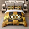 Set Biancheria da Letto Personalizzato Modello Boston Bruins, Stampa Nome Testo 1 Copripiumino più 2 Federe Tessile per la Casa