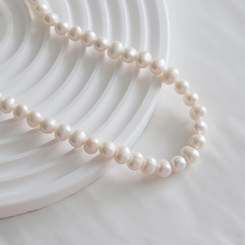 Dd01 925Silver 8mm Natural Freshwater Pearl Necklace