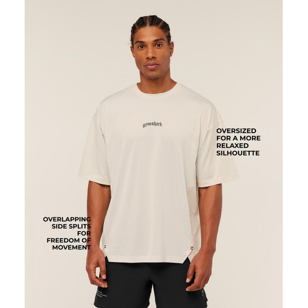 Gymshark TacTical Oversized T shirT oaT whiTe A3b5g Wc1v