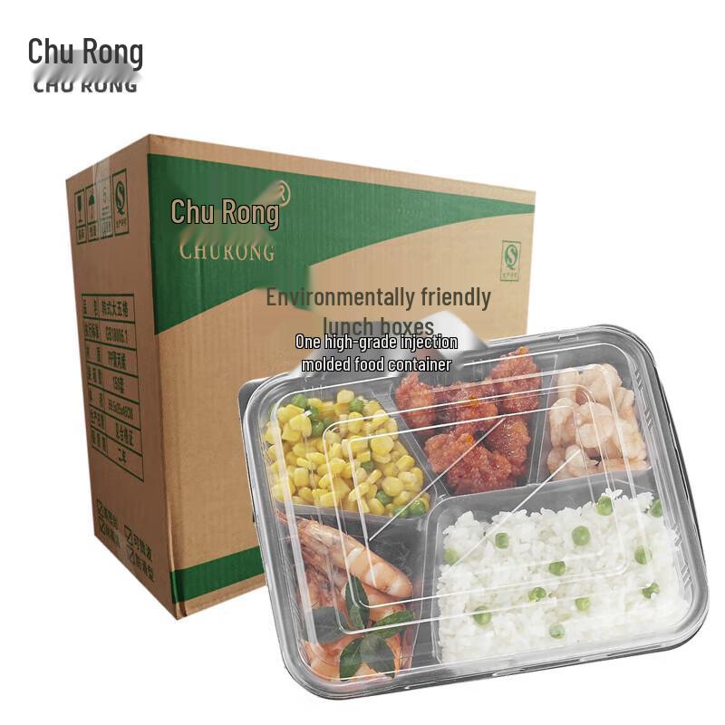 Portable 5-Compartment Disposable Food Containers