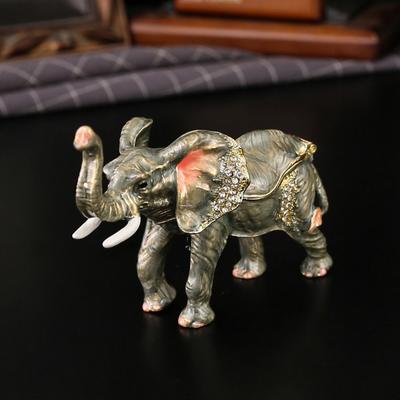 New Light Luxury Enamel Color Diamond Inlaid Elephant Jewelry Box Ring Jewelry Storage Box Tabletop Ornament Metal Handicraft