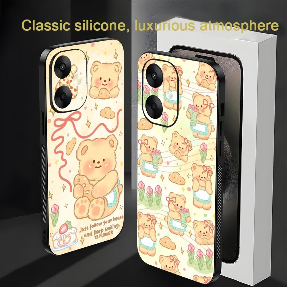 Brand B-Butter Bear Cartoon Phone Case For Xiaomi Redmi 14C 13C 12C Note14 13 12 11 10 Pro Plus S Soft Black Phone Cover
