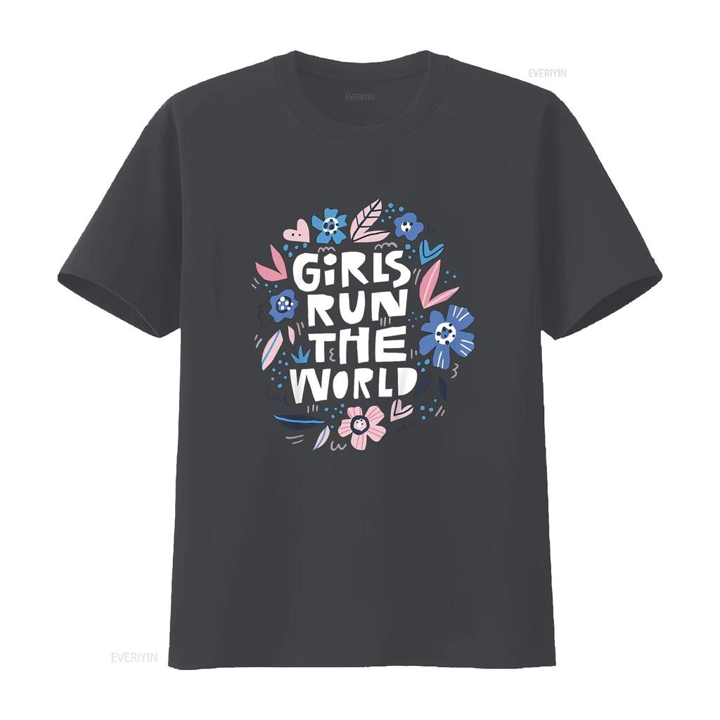 Girls Run The World T Shirt For Women And Kids vintage Washed Versatile homme Comfortable Stretched Soft Top For Everyday Wear