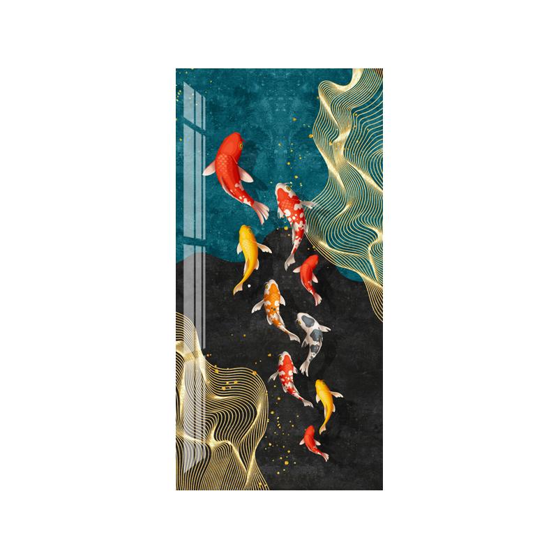 Abstract Nine Koi Fish Canvas Painting Nasturtium Poster Home Decor Wall Art Picture Aisle Living Room Interior Decoration