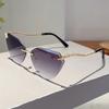 Rimless Cat Eye Sunglasses Women  New Stylish Vintage Gradient Casual Shades Trendy Luxury Brand Design Sun Glasses