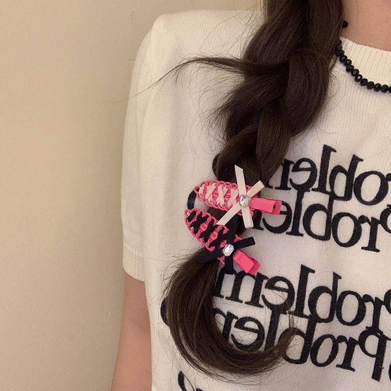 Quadratische Sommer-Schleifen-Haarspange, einfache und vielseitige Entenschnabelklemme, koreanische frische und süße Haarschmuck