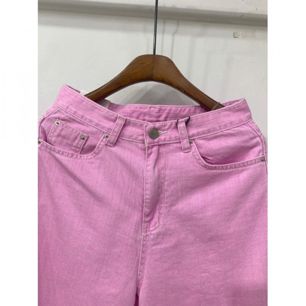 C S In The Room  Sl  Cor Ykk Zipper CatChon Denim Crop Wide pantS 2Color