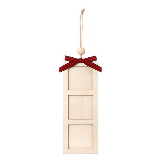 Christmas Photo Frame Ornament Wooden Hanging Decoration with 6 Photo Frames