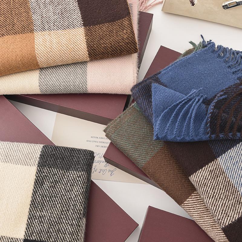 Retro plaid scarf women's winter atmosphere student imitation cashmere plaid warm scarf men