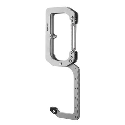 KEEPO LINK 3-in-1 Titan EDC Karabiner Schlüsselanhänger Clip mit Messfunktion und 180° klappbarem Tischtaschenhaken (Verwendung im Freien) OLL01 (Gunmetal Grau)