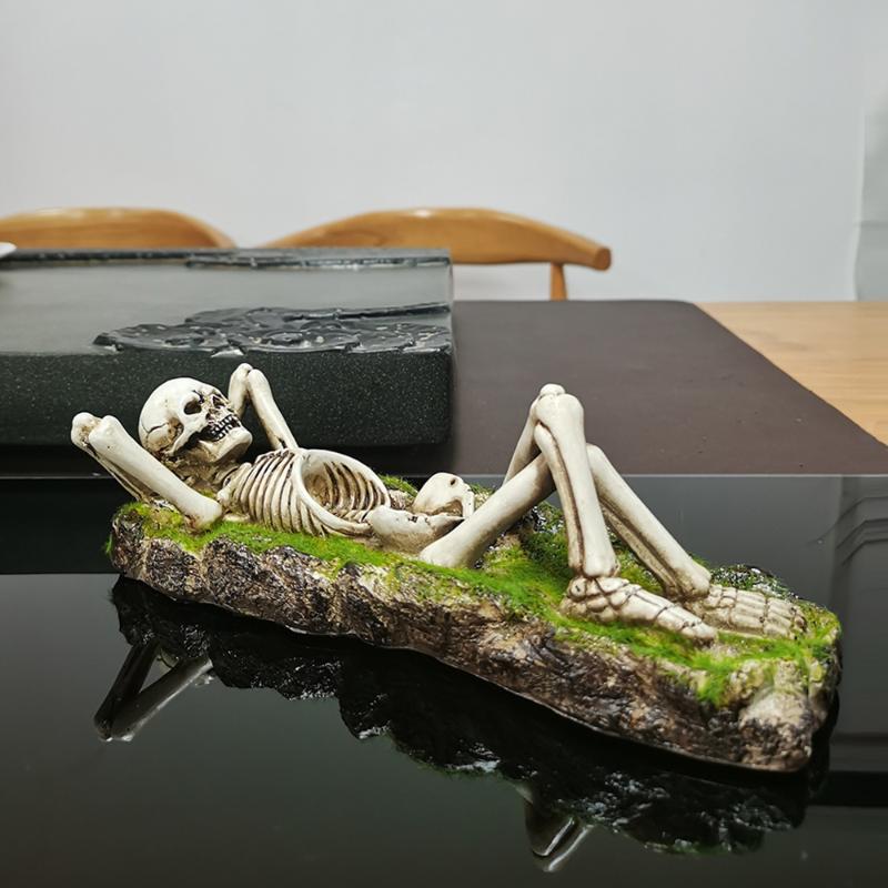 Creative Lying Position Skeleton Incense Holder Resin Skull Incense Burner for Cone Sticks Zen Meditation Desk Decor Gift