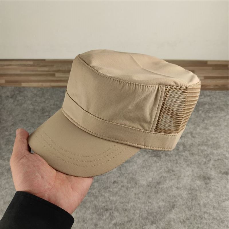 Summer new products deepen and raise flat top hat casual breathable mesh hat fashion military hat large size men's hat