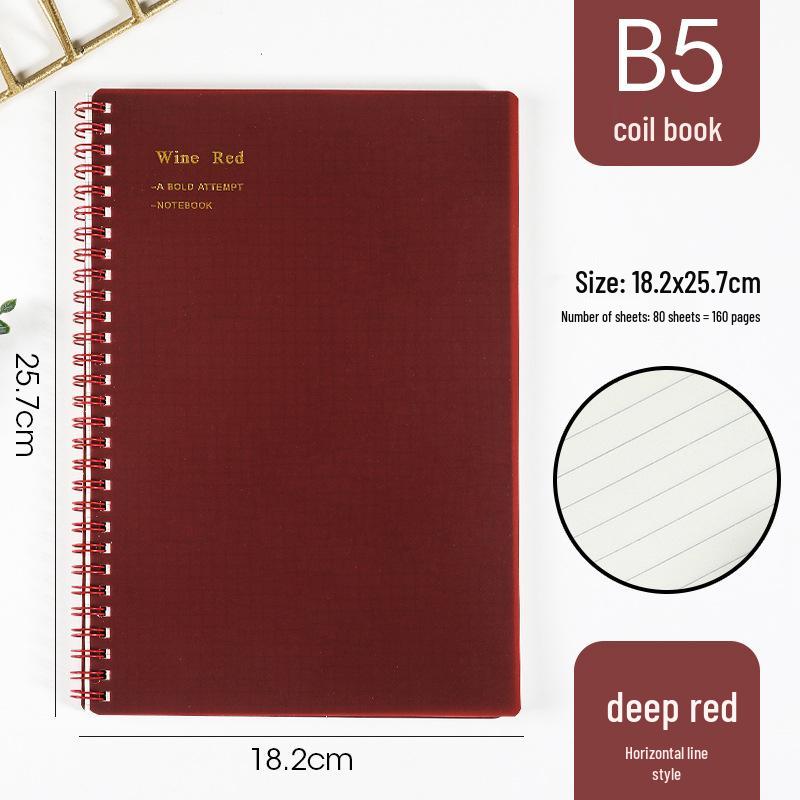 Morandi Coil Notebook with Frosted PP Cover and Horizontal Line Grid for Students