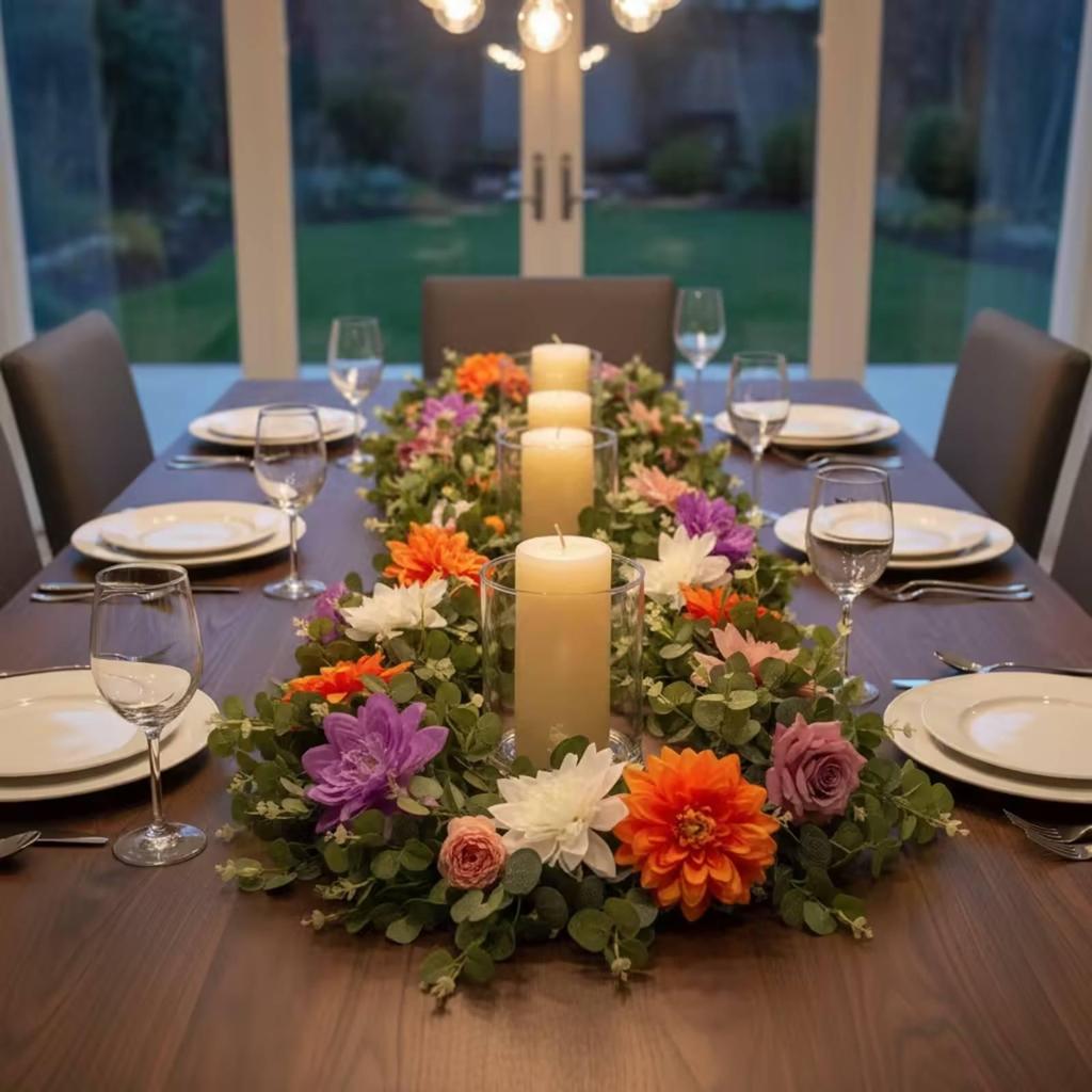 Artificial Flower Garland Floral Mixed Vine with Leaves Flexible