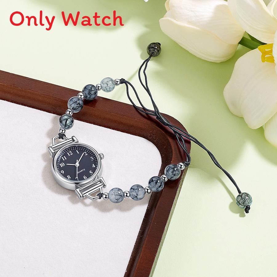 Kleine duftende gewebte Uhr für Damen Armband Digitalanzeige Lässig Elegant Teerosen Perlenuhr