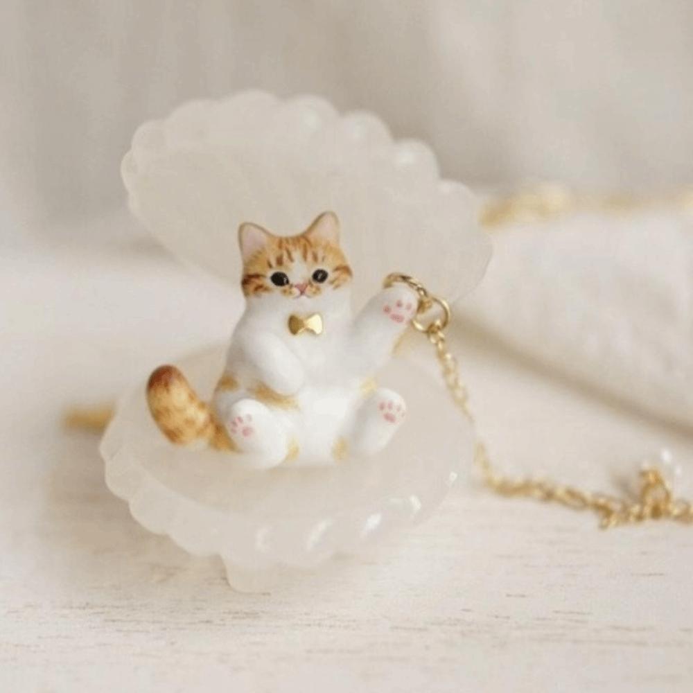 

Copper Animal Necklace Cat Gold Plated Necklace Cute Cat Pendant Necklace Jewelry Tabby Cat