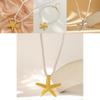Elegant Yellow Starfish And Shell Alloy Pendant Necklace For Vacation Party Accessories