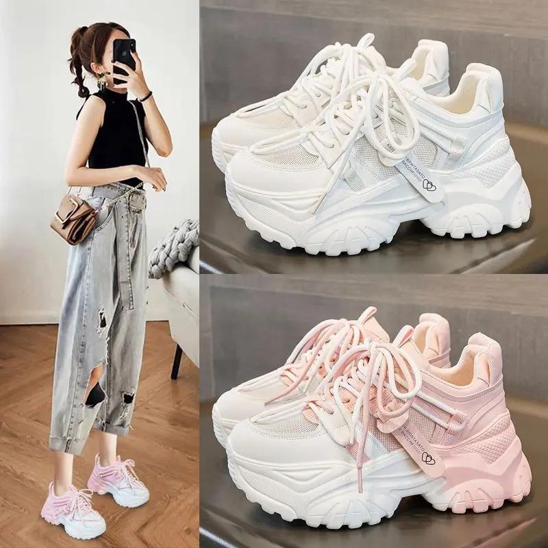 Fashion Women's Shoes Casual Shoes Spring Sneakers Platform Woman-shoes Tennis Female Fashion Thick Sole 2024 Roses Trainers Increased I