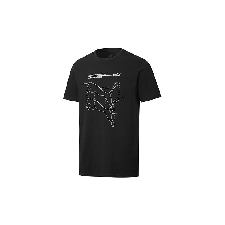 

Футболка с короткими рукавами и круглым вырезом с логотипом Puma, мужские топы, черные 587581-01 L