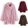 Women Casual Solid Turtleneck Big Pockets Cloak Coats Vintage Oversize Coats
