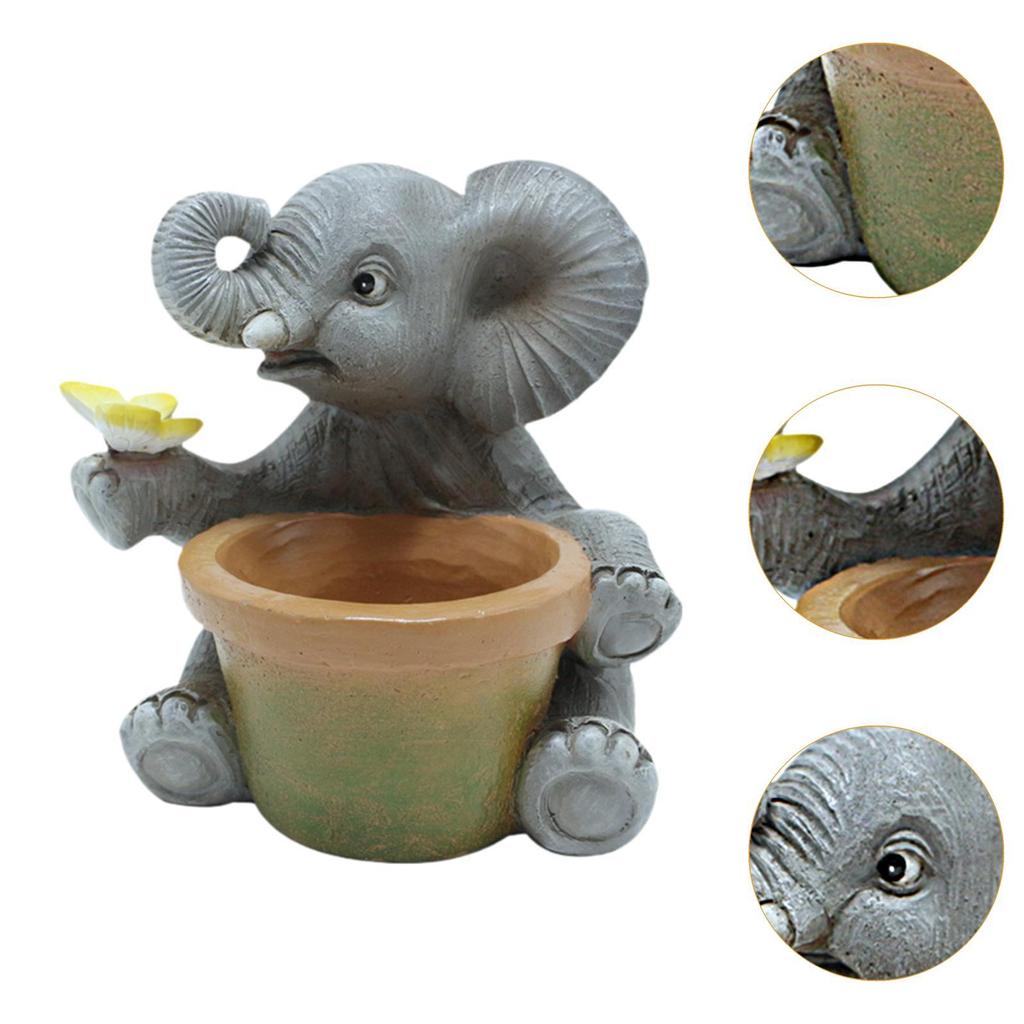 Elephant Planter Art Piece Collectible for Small Plants In Patio Or Garden
