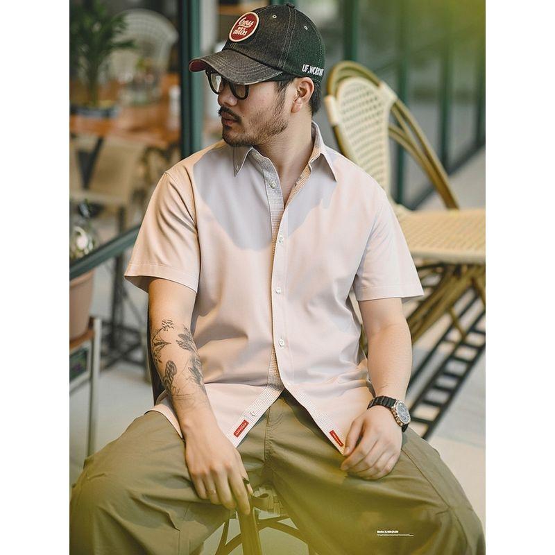 High-Elastic Ice Silk Cool-Feel Non-Iron Short-Sleeve Shirt for Men, Summer Thin Style, Foreign Trade Men's Clothing, Outdoor Casual Shirt