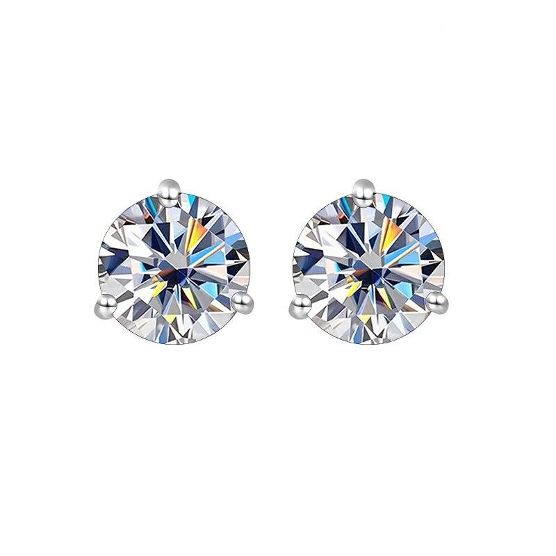 S925 Sterling Silver Round Anniversary Stud Earrings 0.5CT/1CT Trendy Style Moissanite Earrings For Women Couple Gift