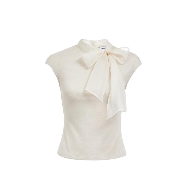 VEROMODA Women's Lyocell Blend Bow Tie Cap Sleeve Top