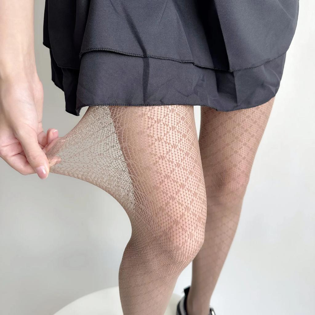 New Women'S Sexy Grid Stockings Rhombus Dotted Line Pattern Mesh Fishnet Tights High-Stretch Spicy Girl American Retro Pantyhose