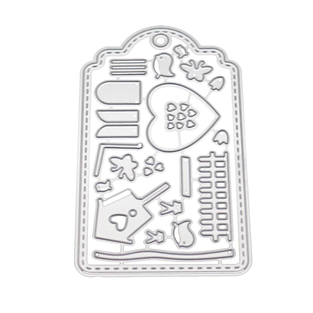 Luggage Card Frame Metal Silvery Stencil Embossing Cutting Dies For Diy Scrapbooking Paper Album Cards Making