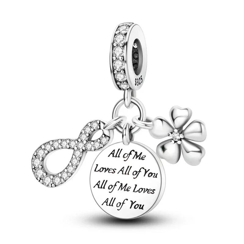 925 Silver Heart Mum Dangle Dream Catcher Charm DIY Jewelry For Women Original Bracelet Beads