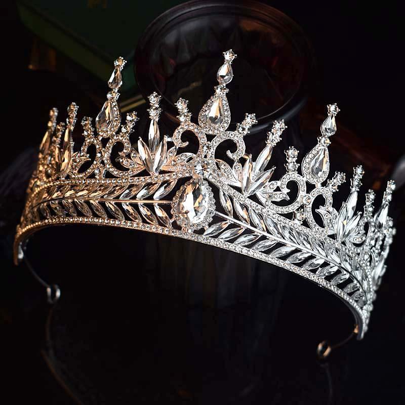 European and American High End Semi Round Crowns Bride's Headwear Crystal Birthday Crowns Dinner Studio Hair Crowns and Fashion Show Accessories