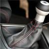 Black PVC LeatherRed Stitch ManualAuto Gear Shift Knob Shifter Boot Cover
