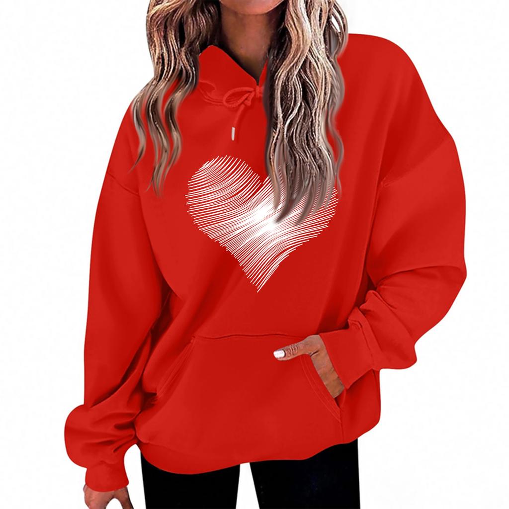 Dámská volná pohodlná ležérní módní mikina s kapucí a dlouhým rukávem s potiskem postaviček