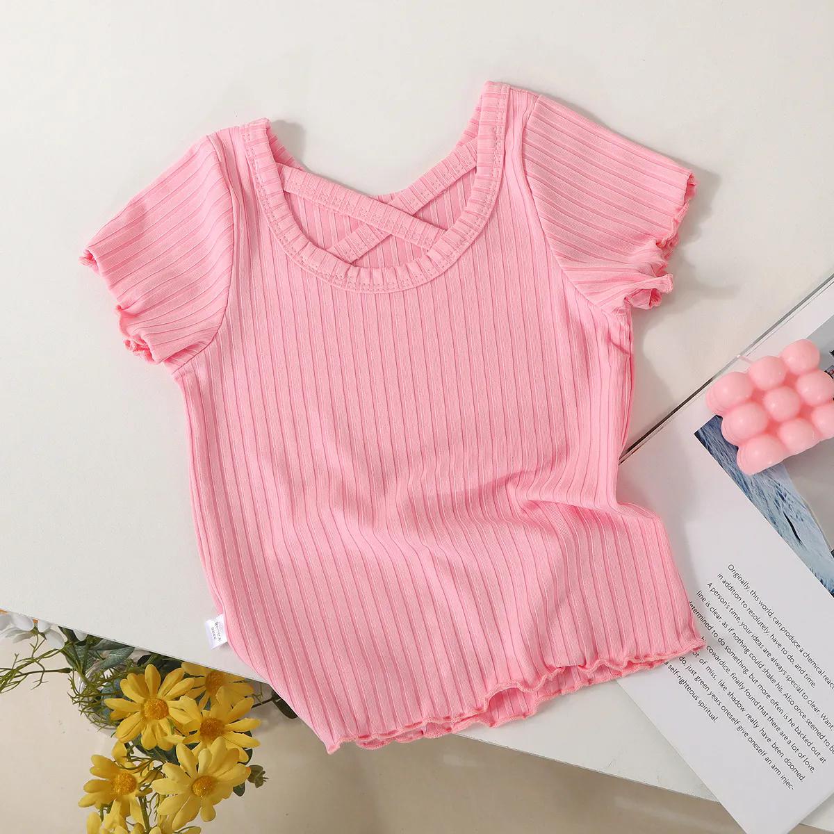 

Футболка с короткими рукавами для девочек, модный летний кружевной топ из ледяного шелка Lotus 130