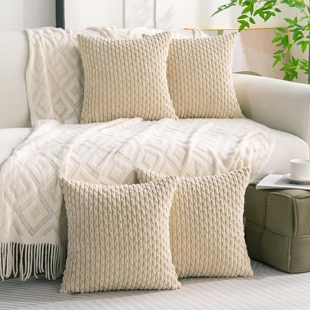 Color corduroy square pillow cover 4-piece 45 × 45cm sofa bed cushion cover