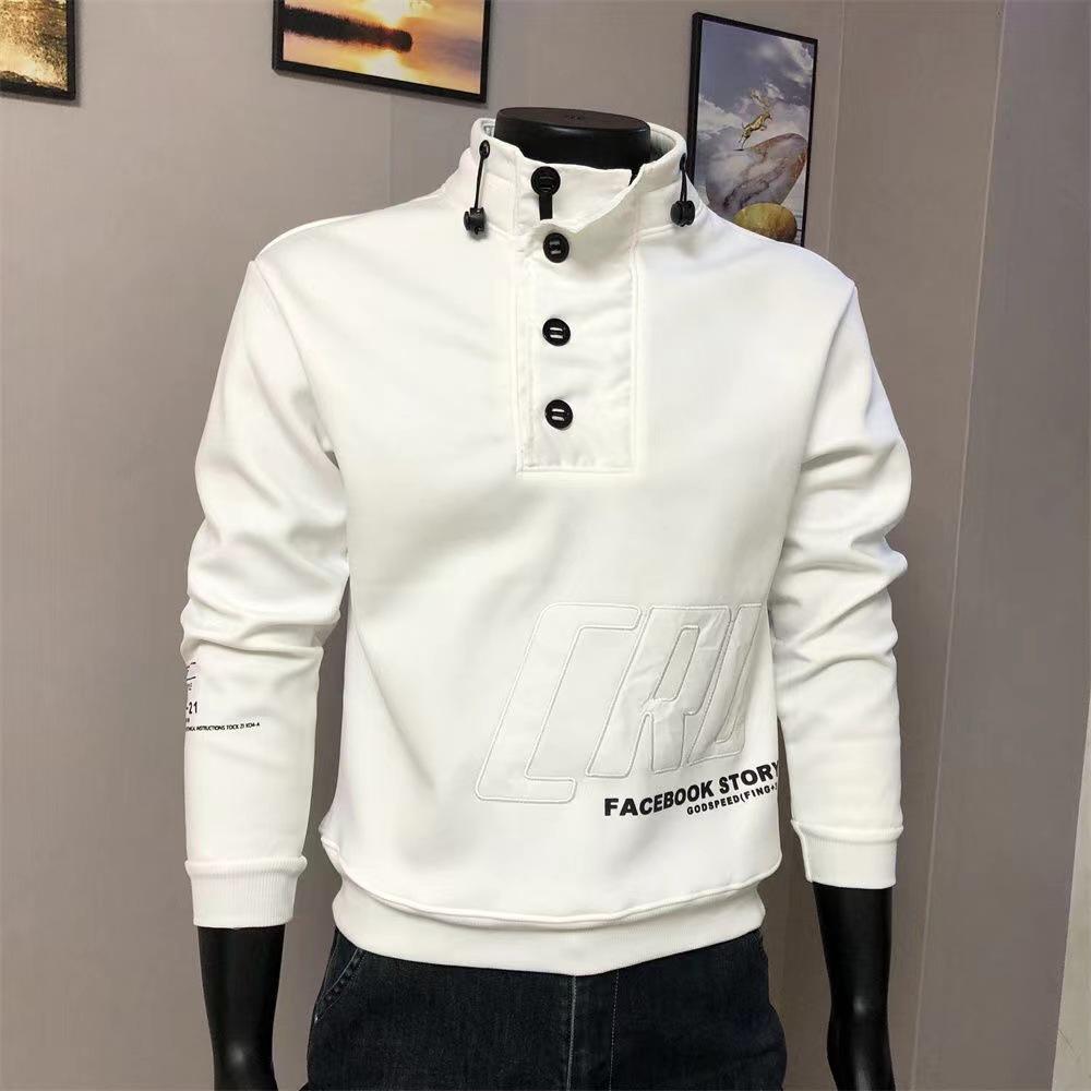 Men s Trendy Slim-Fit Stand-Up Collar Patchwork Hoodie - Versatile AutumnWinter Casual Pullover Medium белый 2090₽