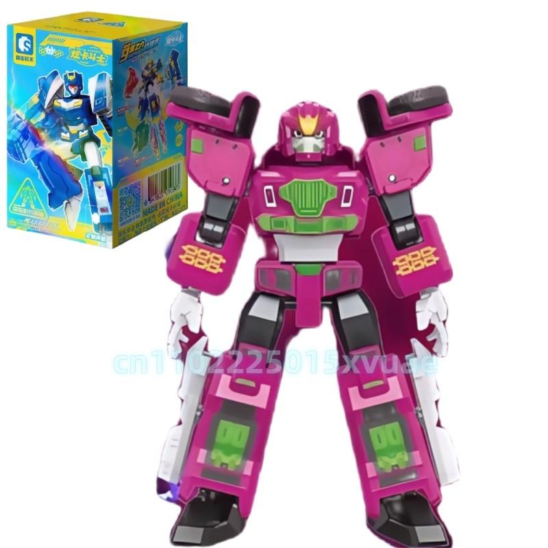 New SEMBO METAL CARDBOT Building Block Xuan Blue Lightning Transforming Robot Assembly Movable Model Toy Collect Children's Gift