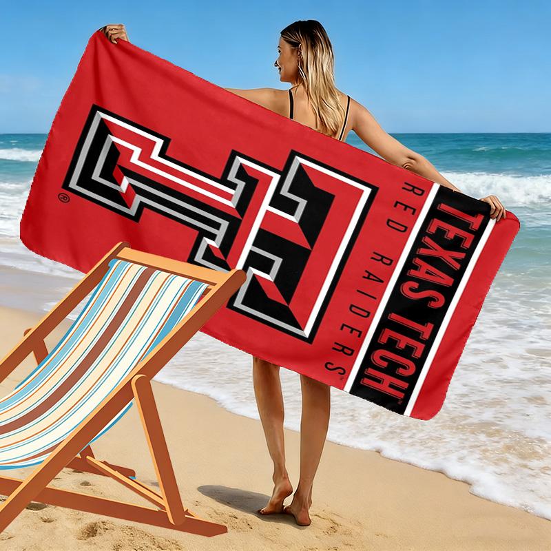Texas Tech Red Raiders Print Beach Towel, Large Soft Quick Dry Towel for Beach Camping Swimming