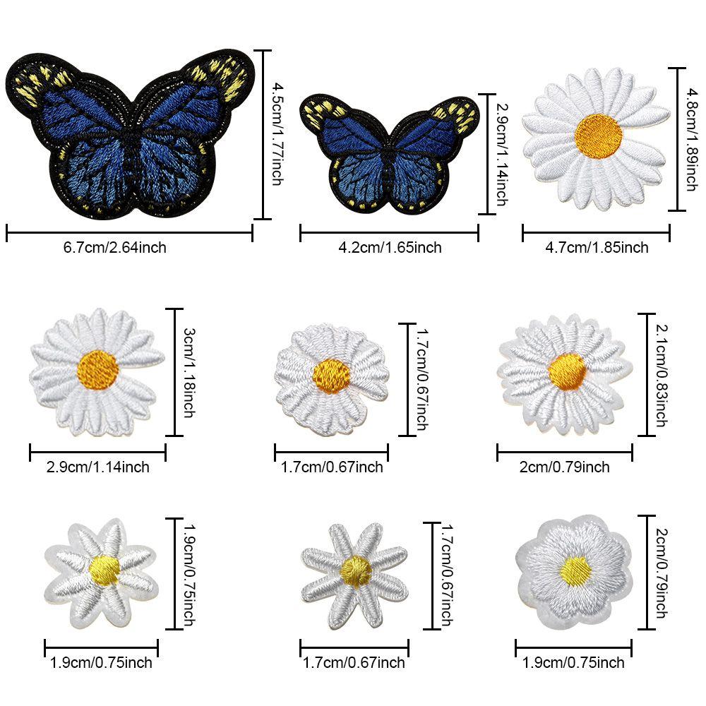 Autocolant Haine Pânză Brodată Fluture Aplică Termică Mică Margaretă Broderie