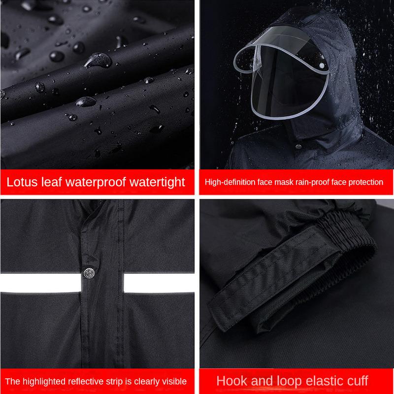 Full Body Raincoat And Rainpants Suit for Electric Bicycle & Motorcycle Reflective Split Design for Takeaway Riding Storm Protec