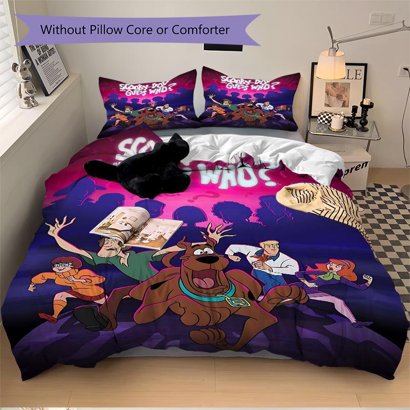 3pcs Scooby Doo and Guess Who Quilt Set Soft and Comfortable Bedroom, Guest Room and Dorm Decor Bedding Set.H074