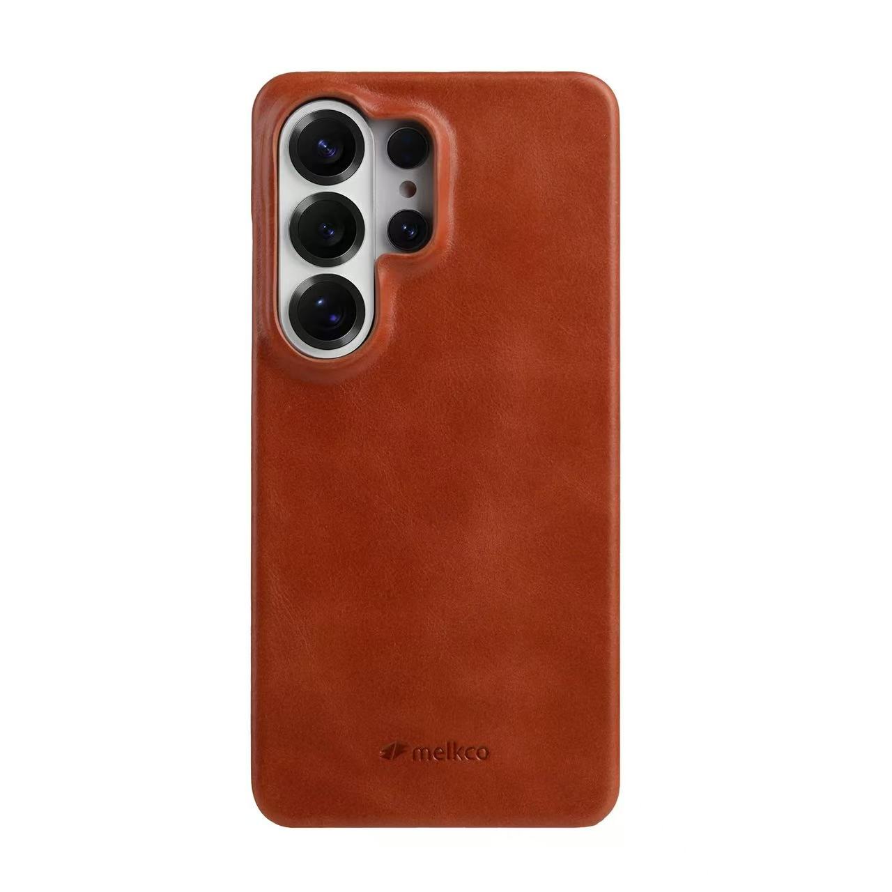 

Melkco Oil-Wax Genuine Leather Case For Samsung Galaxy S26 Ultra S25 5G S24 Plus S23 S22+ Retro Cowhide Glossy Back Cover S22 кофейный