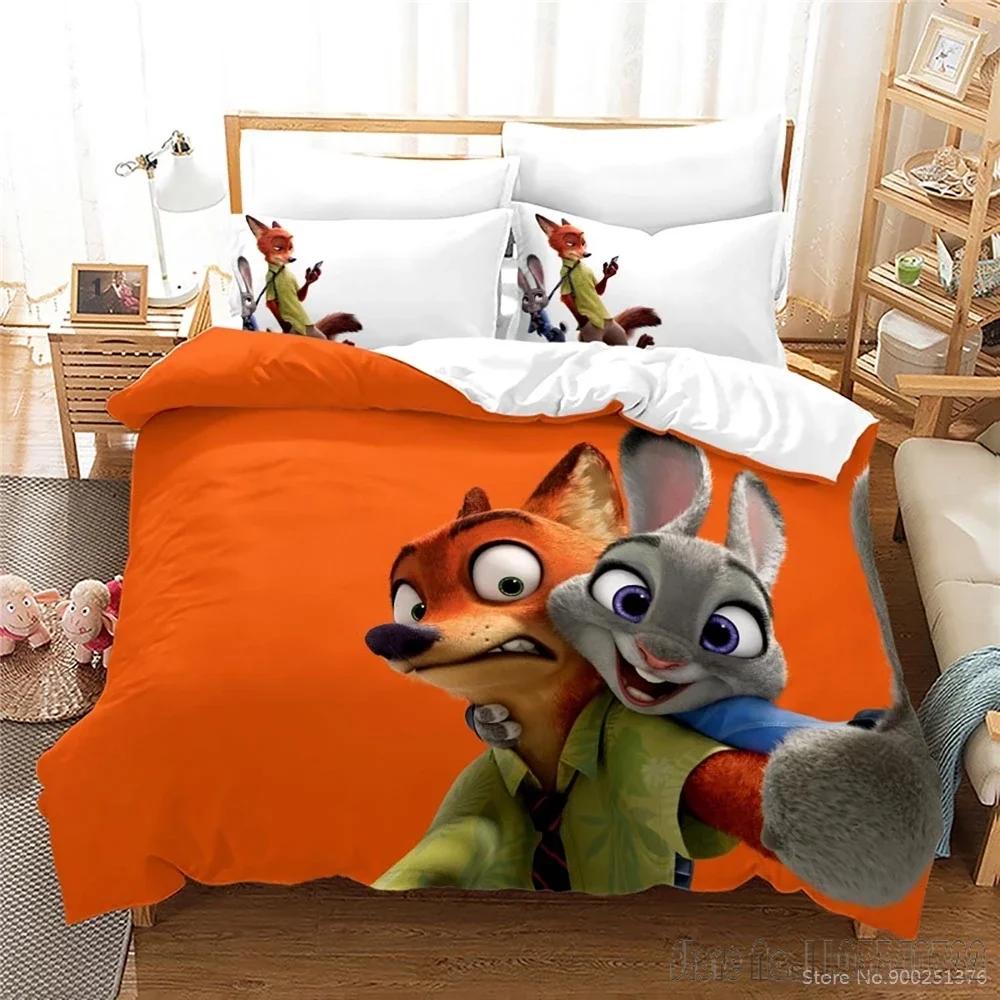 Cartoon Zootopia Zootropolis 3d Printed Duvet Cover Set HD Comforter Cover Bedclothes for Kids Bedding Sets Bedroom Decor