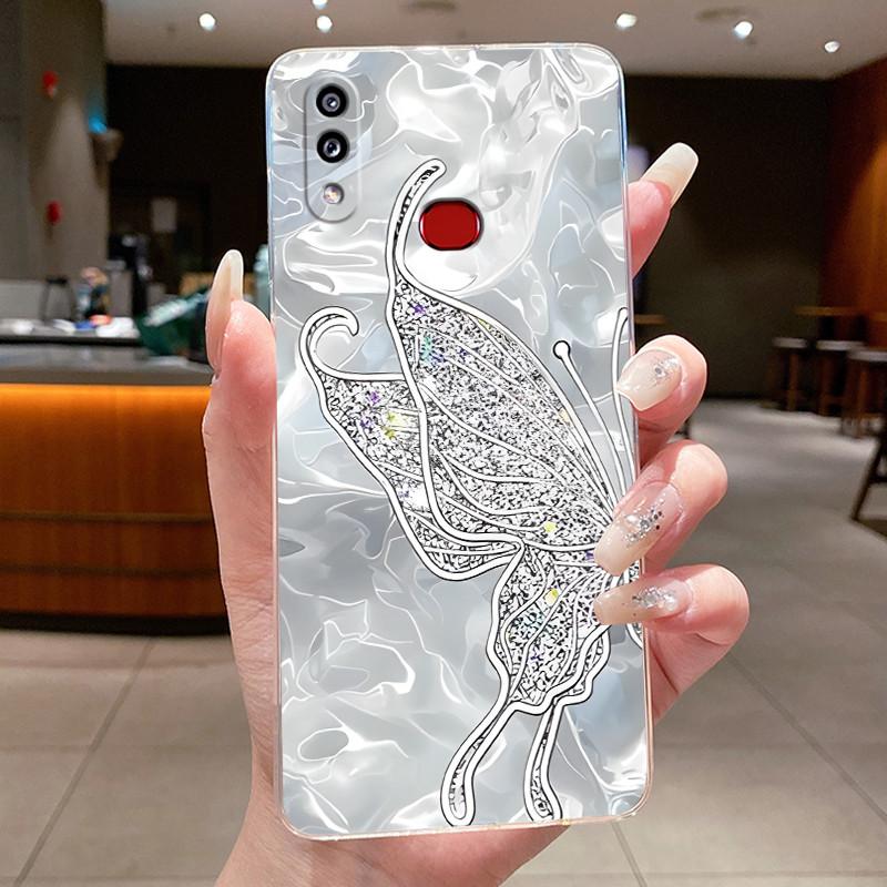Case For Samsung A10s M01s Clear Silicone Fashion Butterfly Flower Soft Back Cover For Samsung Galaxy A10s Protective Phone Case